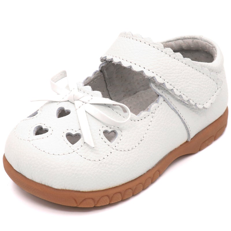 Femizee Girls Leather Bows Design Soft Round Toe Princess Dress Mary Jane Flat Shoes(Toddler/Little Kid),White,1505 CN28 - Image 1